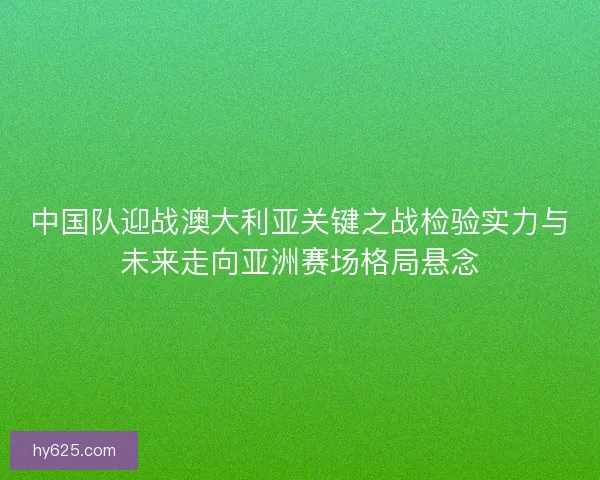 中国队迎战澳大利亚关键之战检验实力与未来走向亚洲赛场格局悬念