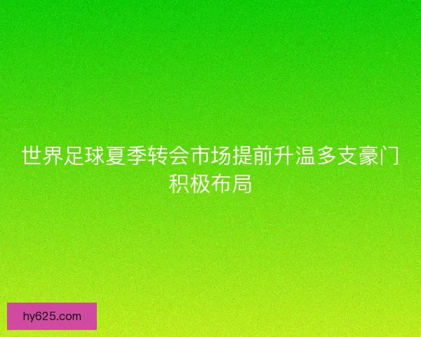世界足球夏季转会市场提前升温多支豪门积极布局