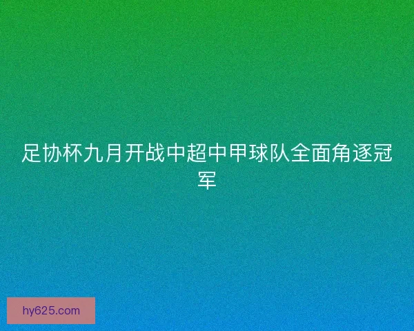 足协杯九月开战中超中甲球队全面角逐冠军